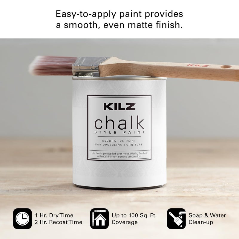 KILZ Chalk Style Paint, Interior, Ultra Flat, Authentic Navy, 1 Quart - Image 5